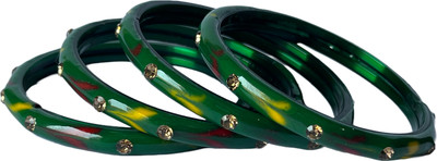 Karaavi Glass Crystal Bangle Set(Pack of 4)