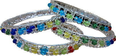 UNKSTORE Metal Pearl Brass Kada(Pack of 4)