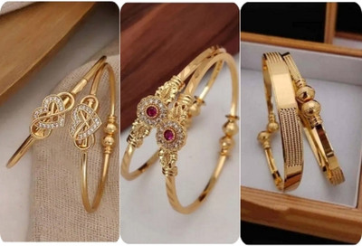Arti creations Brass Cubic Zirconia Gold-plated Bangle Set(Pack of 6)