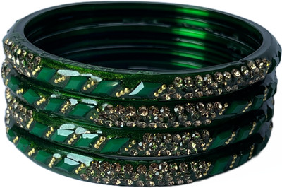 Karaavi Glass Crystal Bangle Set(Pack of 4)