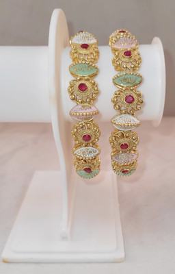 KRIVA Alloy Beads Gold-plated Bangle Set(Pack of 2)