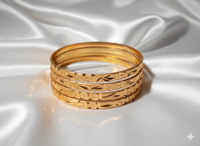 Atrangiaura Metal Gold-plated Bangle Set(Pack of 4)