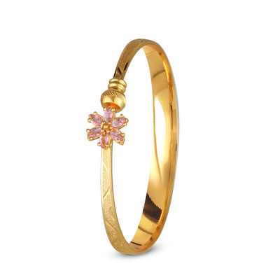 VIGHNAHARTA Brass Cubic Zirconia Gold-plated Bangle