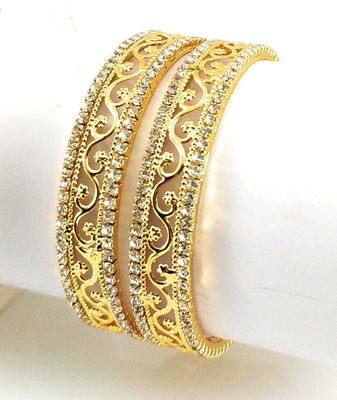 CM FASHIONS Copper Gold-plated Bangle Set(Pack of 2)