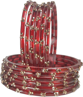 RIJB Glass Zircon Bangle Set(Pack of 10)