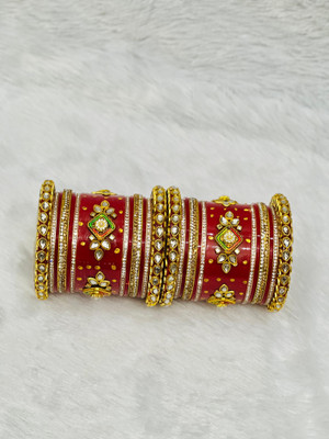 Shareek Alloy Ruby Gold-plated Bangle Set(Pack of 2)