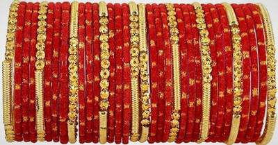 RADHA MOHAN EMPIRE Fabric, Glass Bangle Set(Pack of 34)