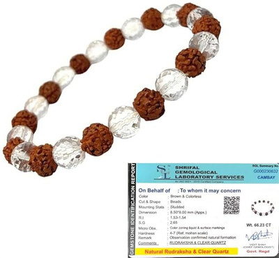 VIBESLE Stone, Rudraksha, Clear Quartz Crystal Bracelet