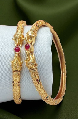 MHKART Brass Diamond Gold-plated Bangle Set(Pack of 2)