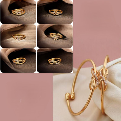 Hetshree Brass Diamond Gold-plated Bangle(Pack of 8)