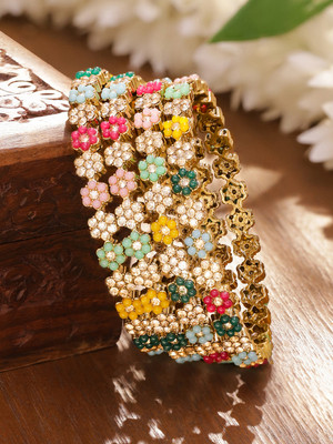 RUBANS Brass Gold-plated Bangle(Pack of 4)