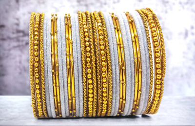 Anahat collection Metal, Fabric Gold-plated Bangle Set(Pack of 10)