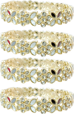 SGN FASHION Alloy Zircon Bangle(Pack of 4)