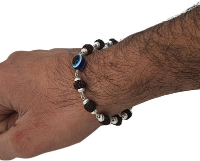 HAPPY CREATION Rudraksha, Evil Eye Silver Armlet