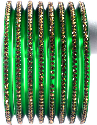 Handloom Creations Plastic Crystal Bangle Set(Pack of 8)