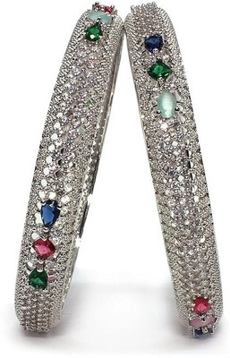 AyanAarsh Alloy Silver Bangle Set(Pack of 2)