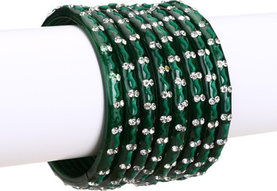 1st Time Glass Beads, Crystal Enamel Bangle Set(Pack of 8)