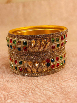 Crazy art gallery Resin Zircon Gold-plated Bangle Set(Pack of 6)