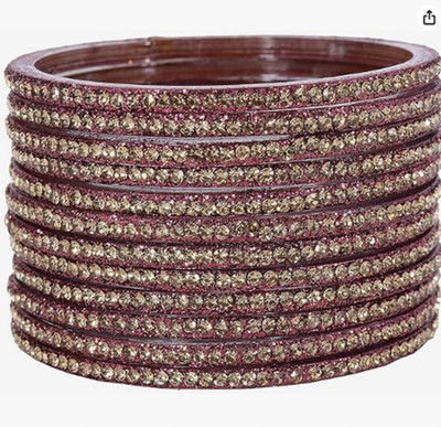 Mahaveer Glass Cubic Zirconia Bangle(Pack of 10)