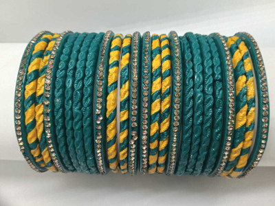 LUCKY SUHAG CHURA Stone, Lac Bangle Set(Pack of 10)