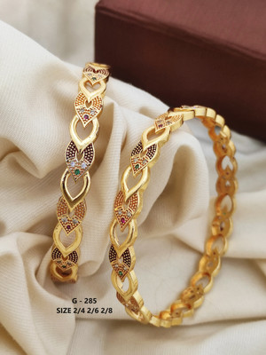 AK Brass Cubic Zirconia Bangle Set(Pack of 2)