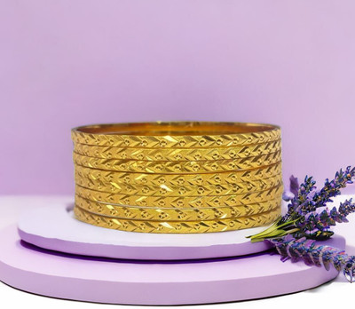 PARADISE JEWELS Brass Gold-plated Bangle Set(Pack of 8)