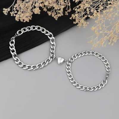 BlessMe Stainless Steel Silver Bracelet Set