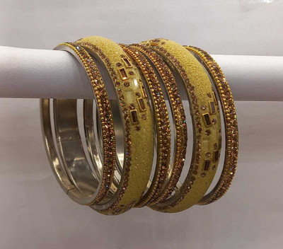 CHURA KING Alloy Crystal Silver Bangle Set(Pack of 6)
