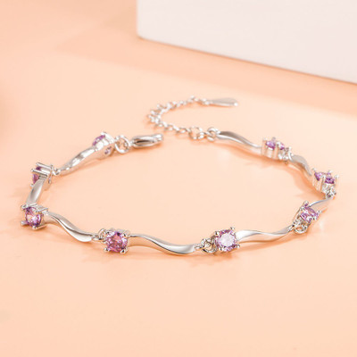 MYKI Alloy Crystal Silver Coated Bracelet