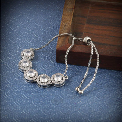 Gilher Alloy Cubic Zirconia Silver Coated Bracelet