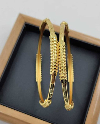Primectrla Fab Brass Gold-plated Bangle Set(Pack of 2)