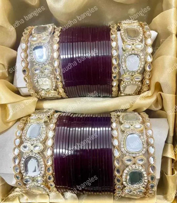 whatowear Alloy Opal Gold-plated Chudas(Pack of 2)