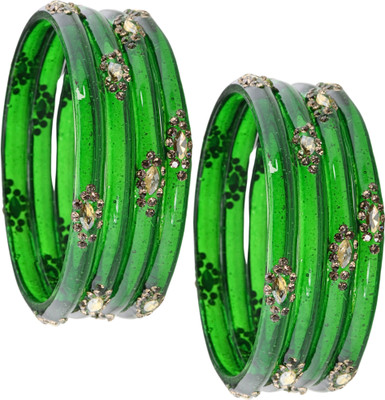 ZULKA Glass Diamond, Zircon Bangle Set(Pack of 8)