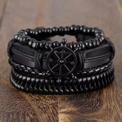 Roadster Leather Silver Coated Charm Bracelet(Pack of 4)