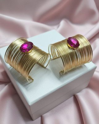 MANSIYAORANGE Brass Crystal Gold-plated Cuff