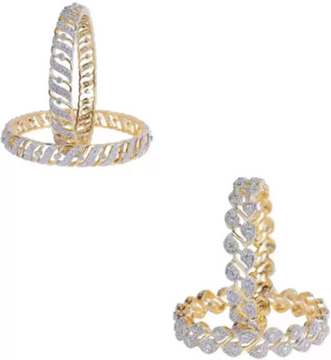 Rajwadi Alloy Cubic Zirconia Gold-plated Kada(Pack of 2)