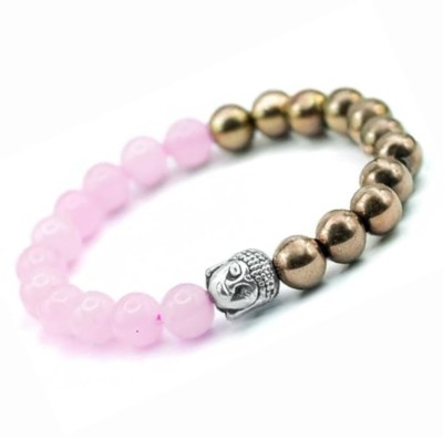 VIBESLE Rose Quartz, Golden Pyrite, Crystal Beads Charm Bracelet