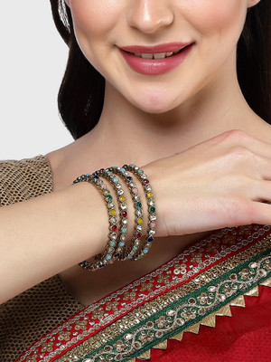 Karatcart Alloy Crystal Gold-plated Bangle Set(Pack of 4)