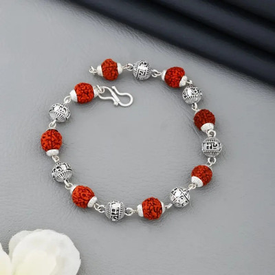 RV jewels Metal, Rudraksha Silver Coated Bracelet