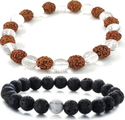 HouseOfCommon Crystal, Rudraksha, Alloy Bracelet(Pack of 2)