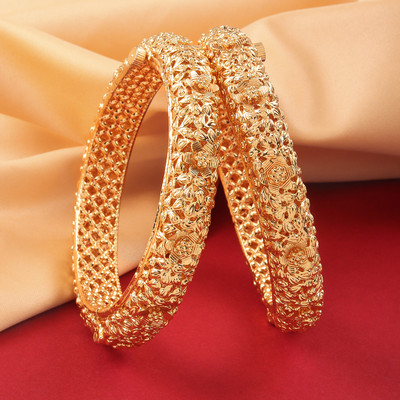 Raddhi Jewels Brass Gold-plated Bangle Set(Pack of 2)