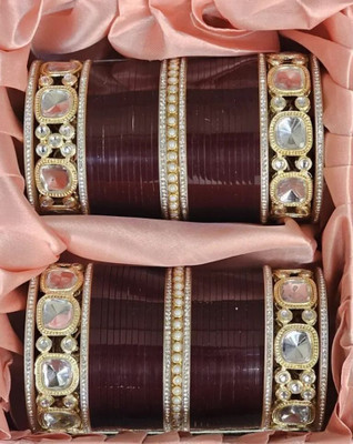 Valya Metal, Plastic Cubic Zirconia Chudas(Pack of 10)