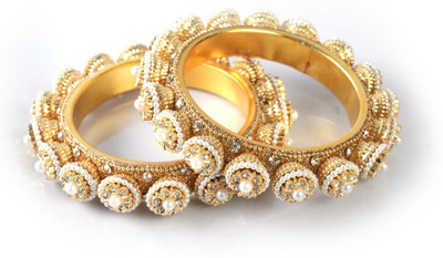 Velvet Box Alloy Pearl Gold-plated Bangle Set(Pack of 2)