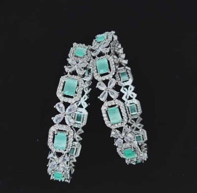AyanAarsh Alloy Cubic Zirconia Rhodium Bracelet Set