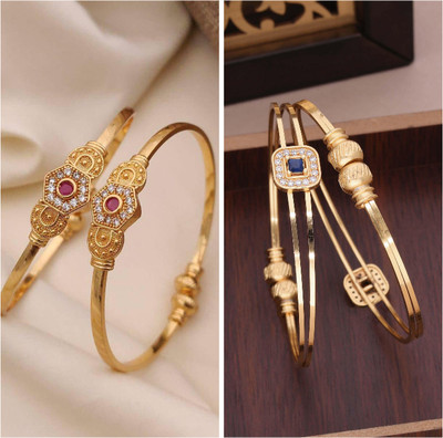 ANOUK Brass Diamond Gold-plated Bangle Set(Pack of 3)