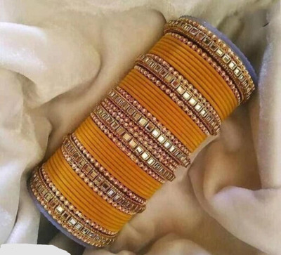 Mayra Creation Metal Zircon Gold-plated Bangle Set(Pack of 2)