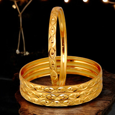 Lucky Jewellery Alloy Gold-plated Bangle Set(Pack of 4)