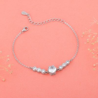 GIVA Sterling Silver Zircon Rhodium Bracelet