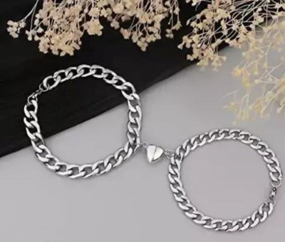 FASHION LIKO Stainless Steel Silver Bracelet Set(Pack of 2)