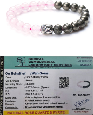 WAHGEMS Pyrite, Rose Quartz Bracelet